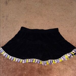 Stylish Kids Black Skirt with Colorful Fringe